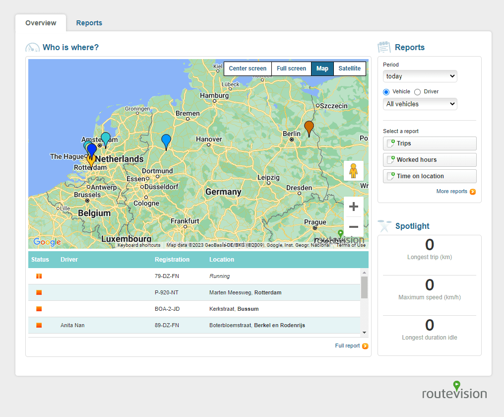 Routevision app monitor schermopname engels