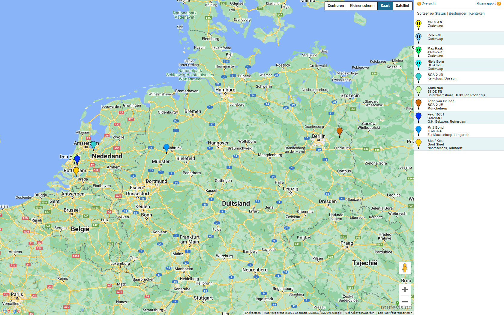 Routevision portaal - kaart