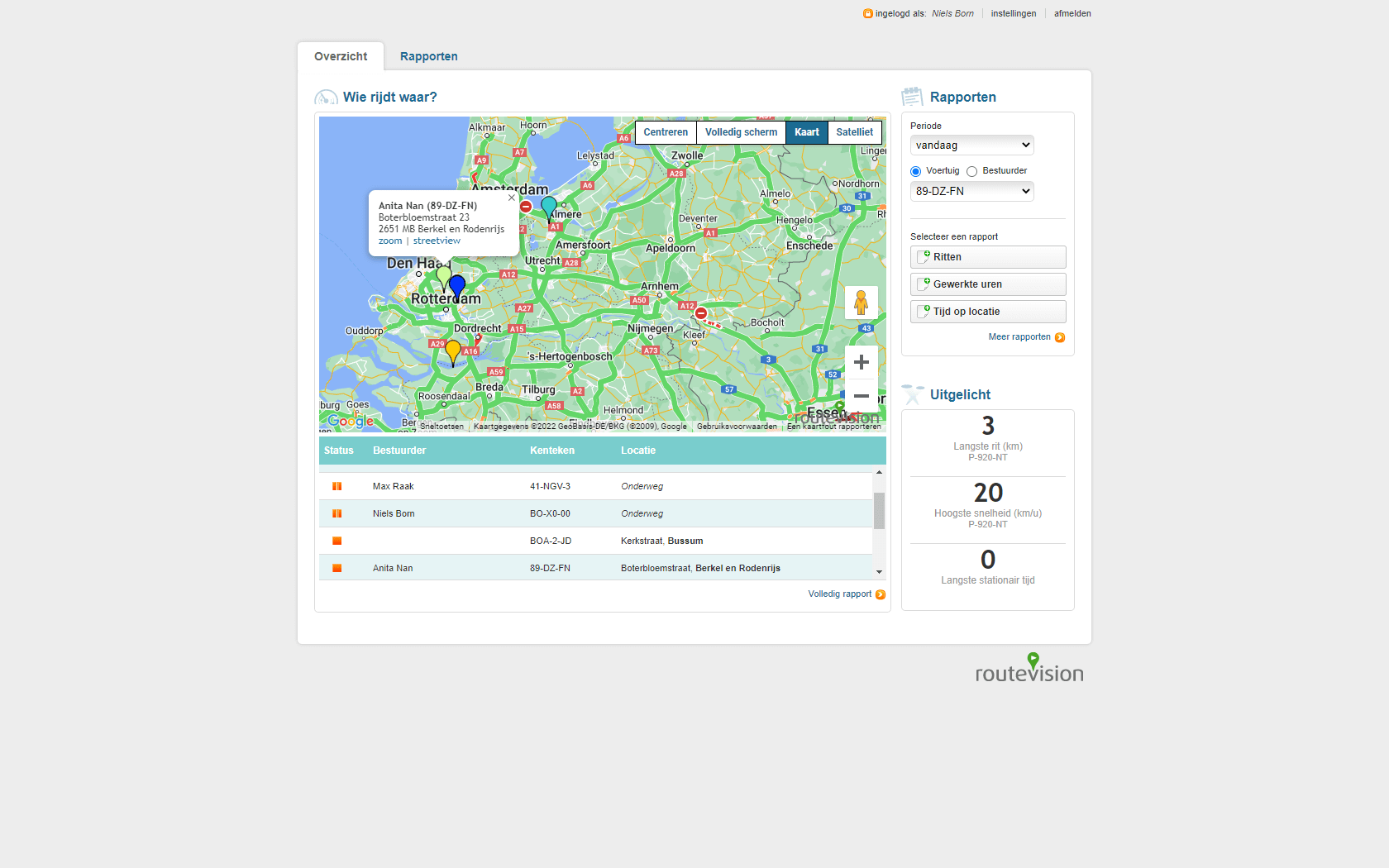 Routevision portaal - overzicht + verkeer