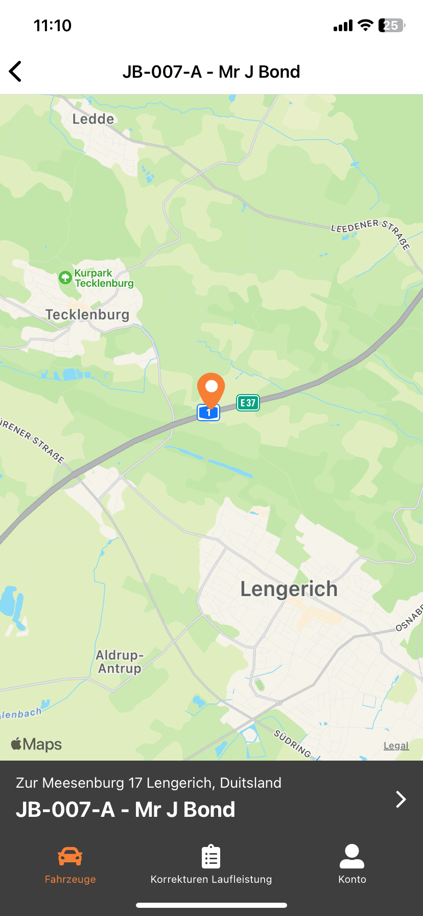 Routevision rittenregistratie app - map duits