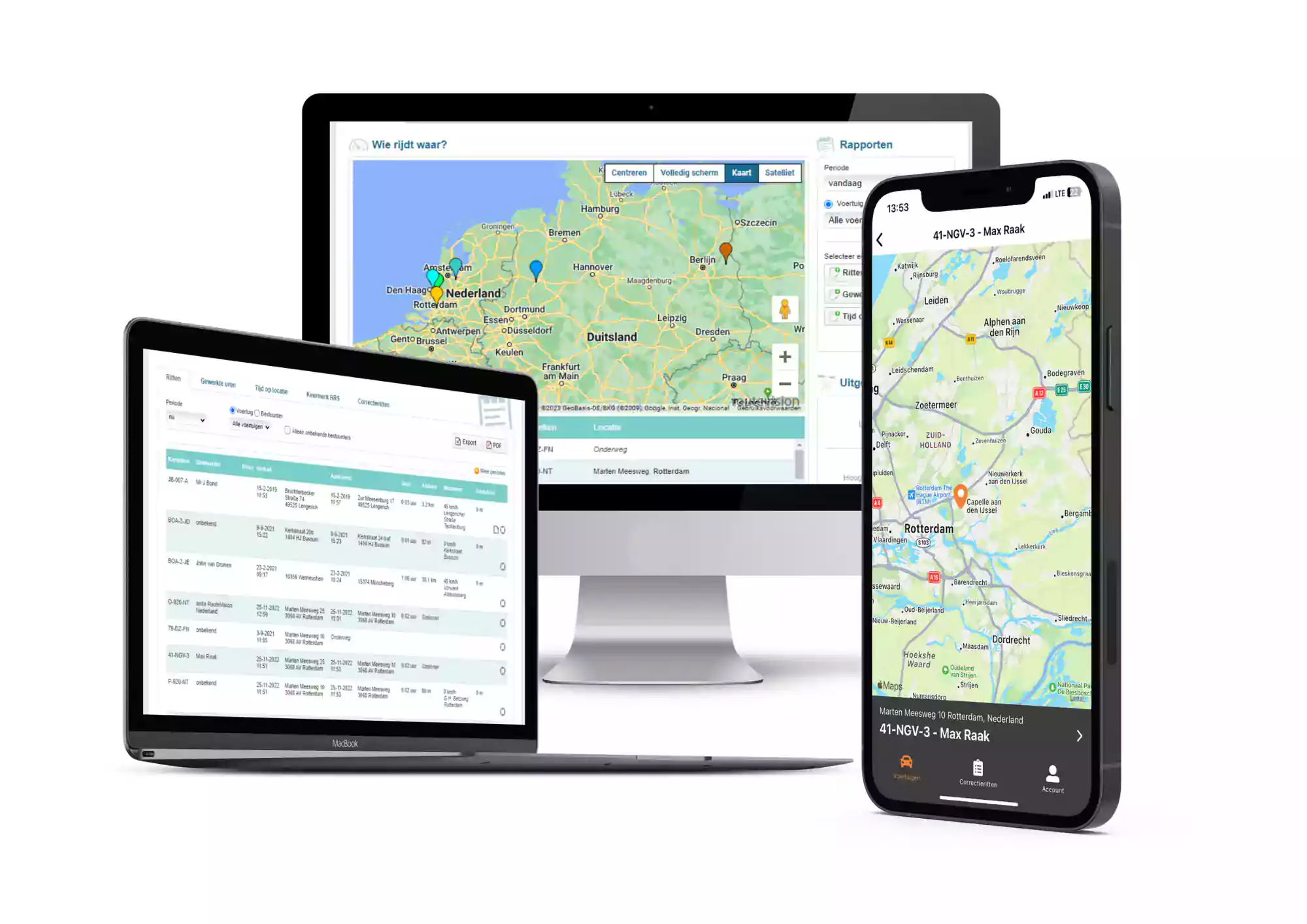 Routevision rittenregistratie app monitors