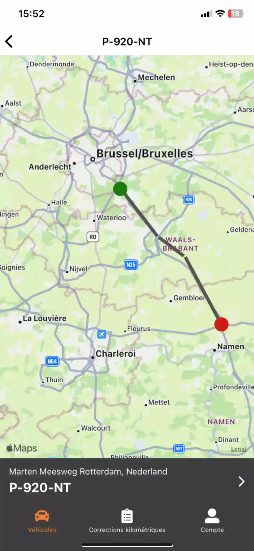 Routevision rittenregistratie app
